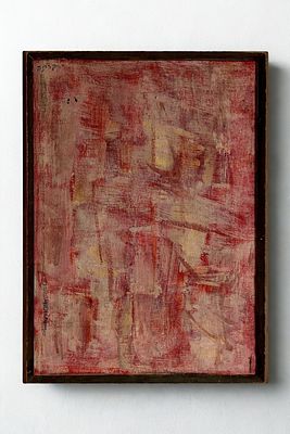 יחיאל קריזה - מחווה לאיפוק. שמן על בד, 50&times;27. 
עבודה אבסטרקטית השומרת על תחושה ארכיטקטונית – מעין 