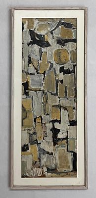 יחיאל קריזה - אבסטרקטי. 100x35 היצירה של יחיאל קריזה היא עבודה אבסטרקטית אנכית, עשויה אקריליק על 