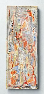 יחיאל קריזה - שכבות של זמן. 92x35 שמן על נייר, חתום בחותמת העיזבון. 
עבודה קריזאית מובהקת, שהיא 