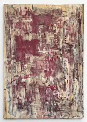 יחיאל קריזה - זיכרון של אהבה מיתוך הקיר. 100x70 שמן על קרטון, לא ממוסגר. חתום. 
פורמט המרגיש כקיר 