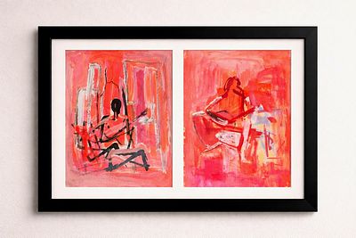 יחיאל קריזה - תאומים. זוג עבודות על נייר (סט של 2 עבודות מקוריות) 
מידות: כל עבודה: 45.5&times;38 ס״מ 