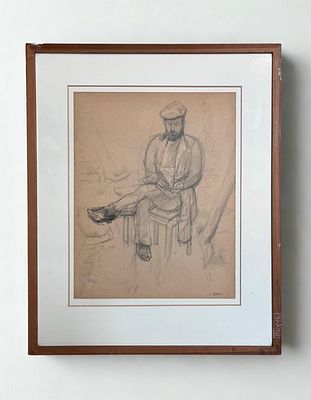 אורי שטטנר - רגע של נחום. 42x33 רישום מקורי על נייר מאת האמן אורי שטטנר, שצייר את נחום כוהן מהנדס 