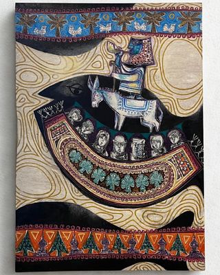 פנחס שער - שלח את עמי. 161x113.5 ציור שמן גדול ומרשים על בד, אולי הציור הכי אייקוני של הצייר המוכר 