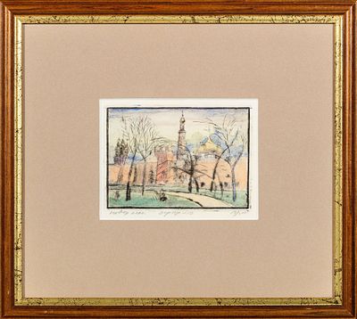 Цыплакова Татьяна Юрьевна - Москва. Новодевичий монастырь. 2000 г. Бумага, офорт, акварель.