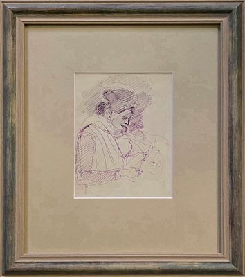 Лабас Александр Аркадьевич - Портрет жены Лены. Из серии "Портреты". 1952 г. Бумага, перо. 
17 х 12,5