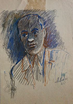 Лабас Александр Аркадьевич - Из серии "Портреты". 1960 г. Бумага, карандаш. 
20 х 14