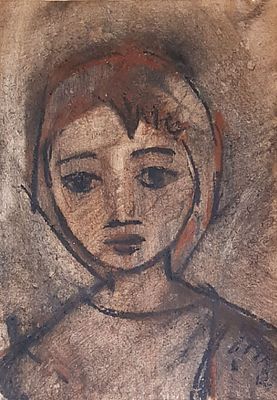 Ворошилов Игорь Васильевич - Женский портрет 1960-1970-е гг. Бумага, гуашь, уголь. 30 х 21