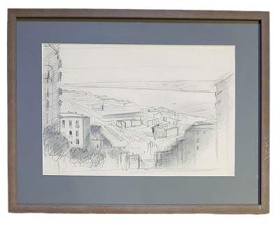 Лабас Александр Аркадьевич - Вид из окна. 1935 г. Бумага, карандаш. 32,5 х 44