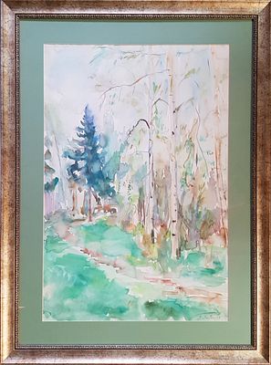 Лабас Александр Аркадьевич - Березки весной. Из серии "Хотьково - Абрамцево" 1958 г. Бумага 