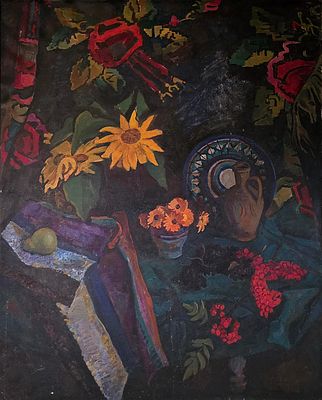 Передний Александр Николаевич - Натюрморт с подсолнухом. 1987 г. Холст, масло. 104 х 86