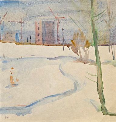 Антонов Сергей Георгиевич - Зима. 1994 г. Бумага, акварель. 30 х 29