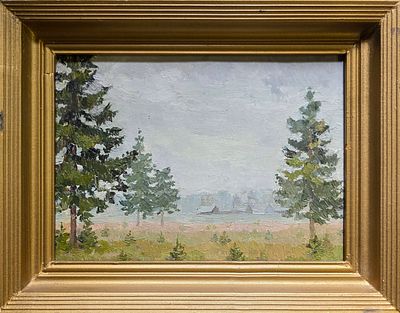 Антонов Сергей Георгиевич - Пасмурный день 1957 г. Картон, масло. 17 х 25
