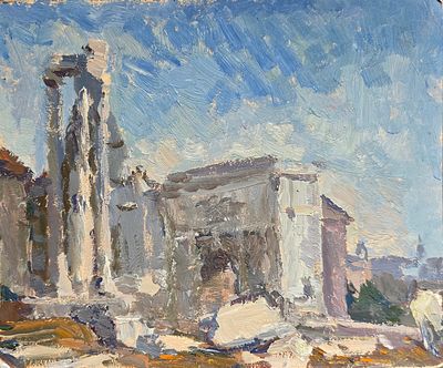 Антонов Сергей Георгиевич - Римский форум. 1980 г. Картон, масло. 17 х 22