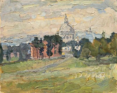 Антонов Сергей Георгиевич - Рим. Собор Святого Петра. 1980 г. Картон, масло. 16 х 20