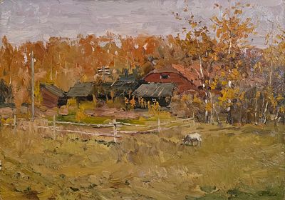 Антонов Сергей Георгиевич - Осень. 1965 г. Картон, масло. 50 х 70