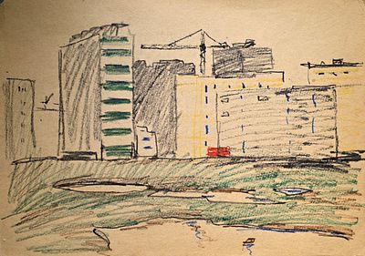 Антонов Сергей Георгиевич - Москва. Текстильщики. 1970 г. Бумага, карандаш. 29 х 40,5