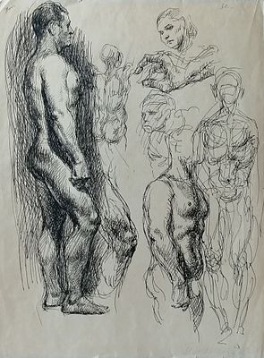 Пинкисевич Пётр Наумович - Мужская модель, двусторонняя. 1940-1950-е гг. Бумага, смешанная 