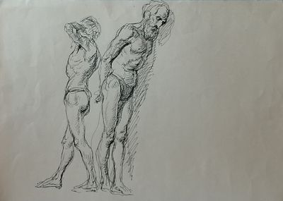 Пинкисевич Пётр Наумович - Мужская модель, двусторонняя. 1940-1950-е гг. Бумага, смешанная 
