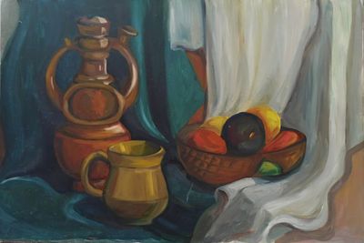 Н/х - Сайков - Натюрморт с кувшином. 2004 г. . Картон, масло. 40 х 60