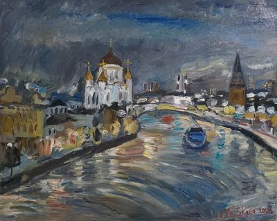 Ельницкая Вера Андреевна - Москва-река. 2023 г. Холст, масло. 80 х 100