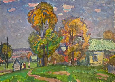 Васин Виктор Федорович - На улице. 1970-е гг. Холст на картоне, масло. 35 х 50
