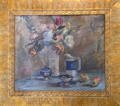 Дейкина Людмила Борисовна - Натюрморт с голубой чашкой. 1950-е гг. Холст, масло. 49 х 59