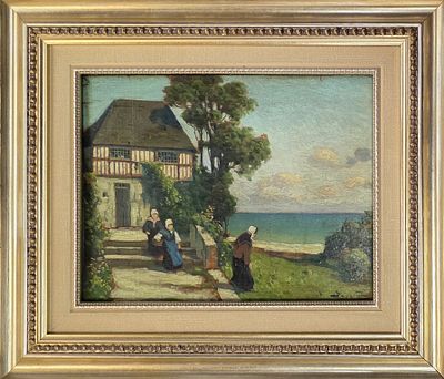 Зарубин Виктор Иванович - Нормандский вечер. 1920-е гг. Фанера, масло. 21,5 х 28 Экспертное заключение.
