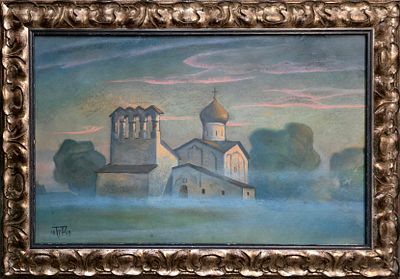 Смирнов - Русецкий Борис Алексеевич - Богоявленская церковь с Запсковья. Из цикла "Русский Север". 