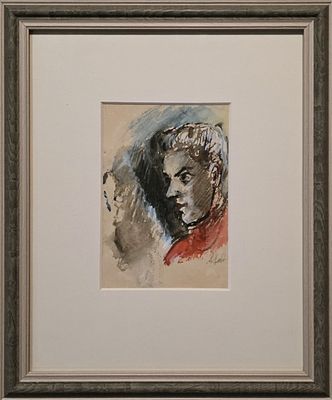 Лабас Александр Аркадьевич - Мужской портрет - Сарьян. 1947 г. Бумага, акварель. 20,5 х 13,5