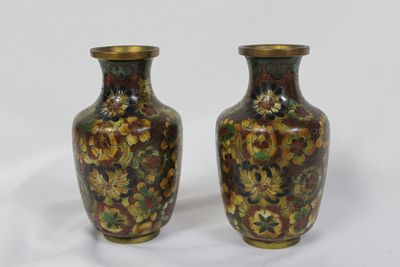 A Pair of Cloisonne Vases. Chinese - 4" tall