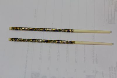 A Pair of Cloisonne and Bone Chopsticks. 8 1/8" long