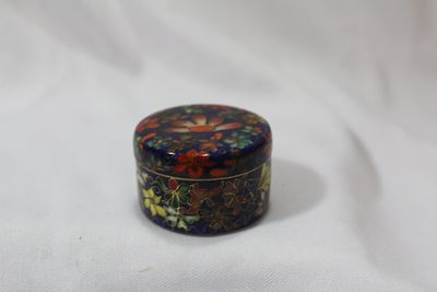 A Chinese Cloisonne Trinket/Pill Box. beautiful all the way around - 1 1/2" in diameter