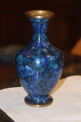 Chinese Cloisonne Vase. 8 1/4" tall