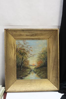 AN Oil on Board. unsigned - overall= 14 1/2" x 12 1/2"