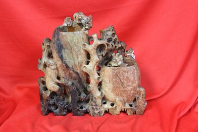 A Soapstone Vase. as found - 7 3/4" tall