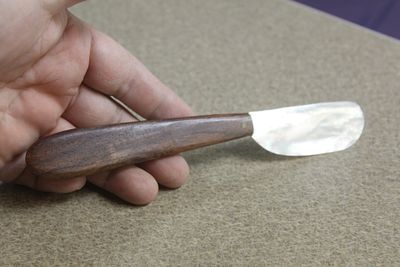 Mother of Pearl and Wooden butter knife(?). possibly letter opener, 6 1/2" long