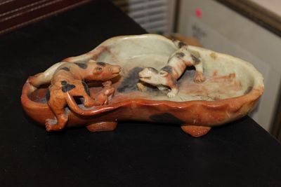 An Antique Chinese Soapstone Basin? Ink Cake?. very unusual form - 19th/20th century - 8 1/2" across
