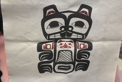 Canadian Indian print/artwork on cloth. Unframed 19 1/4" x 14 3/4"