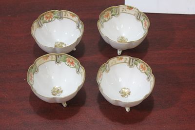 Set of 4 Nippon Nut dishes. please note: one has a tiny chip as shown - 3 inches in diameter - 