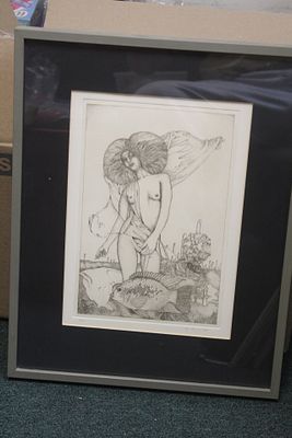 Surreal Nude Lithograph. limited edition - signed and numbered - overall= 18 5/8" x 14 5/8"