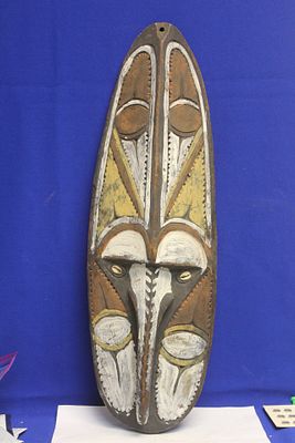 Antique/Vintage African Ceremonial Shield, Mask. 22 inches long - appears to be old