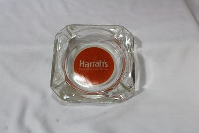 Harrah's Glass Casino Ashtray. advertising - 3 1/2" square