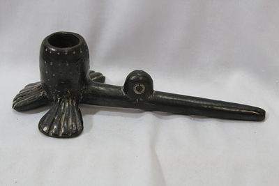 An African Ceramic Pipe. 7 1/4" across - tribe unknown