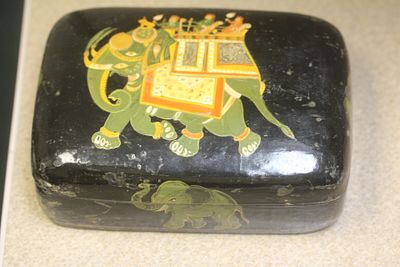 Vintage Lacquer Box. most likely India - please check images out for conditioning - 6" across
