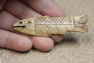 Carved Bone Fish Pendant. as shown