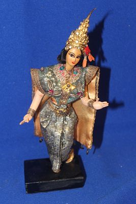 Vintage Thailand Cloth Figure. dancer - 8 1/4" tall