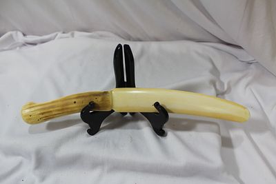 A Carved Bone Knife. old - 10 1/2" long