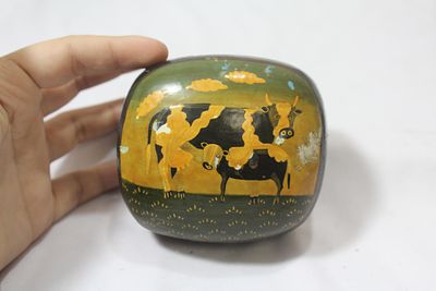 An Indian Lacquer Box. 3 3/8" across
