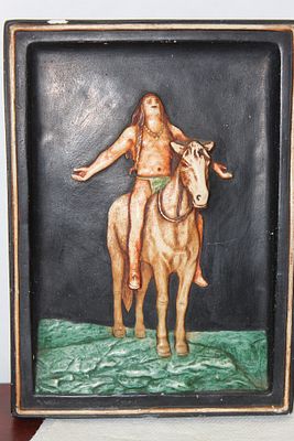 An Indian Chalk Tile. please note: chips - 9 1/8" x 6 1/2"