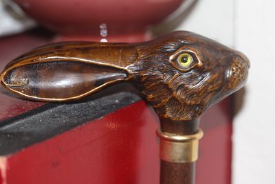 Well Carved Rabbit Head Cane. 36 inches long
